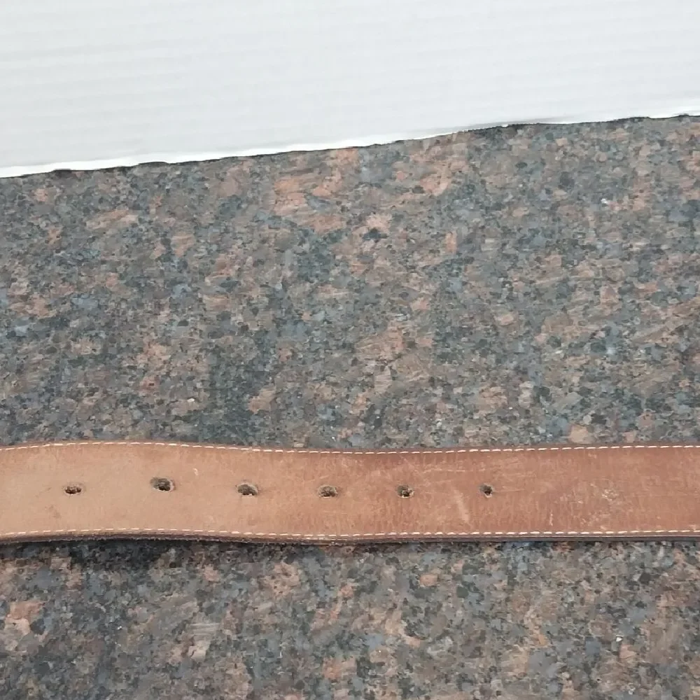DiPolinni Brown Leather Belt with Silver Buckle